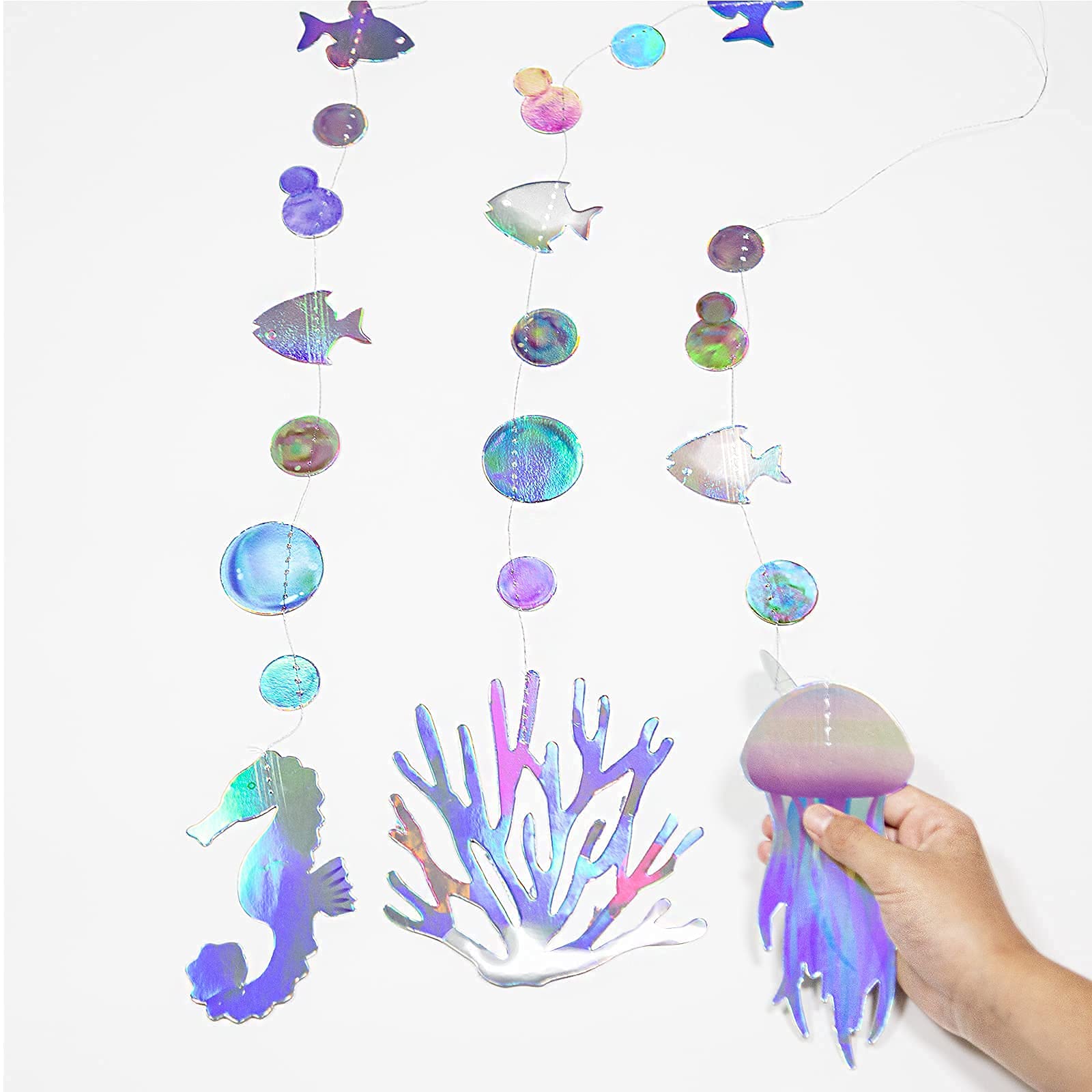 Cheerland Iridescent Under The Sea Party Garland Decoration Kids Mermaid Birthday Party Decorations Ocean Theme Baby Shower Bann